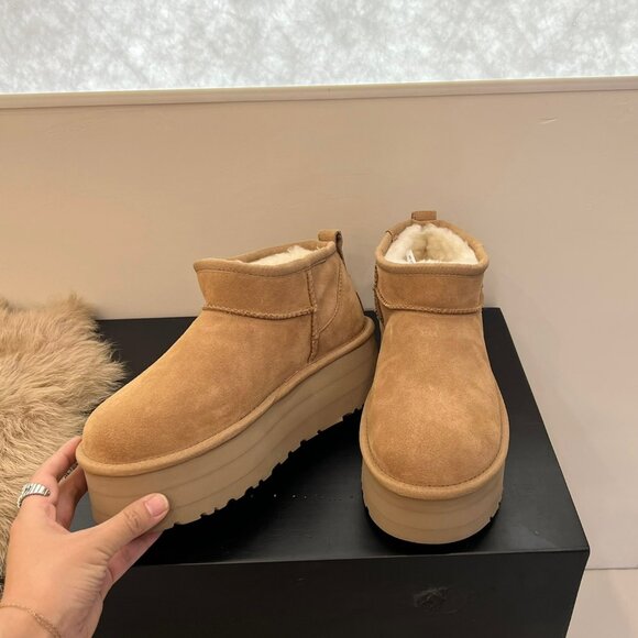 UGG Womens classic ultra mini platform boots Chestnut - Picture 7 of 8